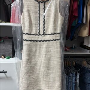 Kate Spade Cream Mini Dress with Black Scallop Trim